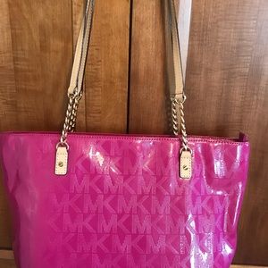 Michael Kors Fuschia patent leather handbag